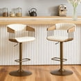 thumbnail image 1 of Dayalane Modern Adjustable Height Swivel Bar Stools Set of 2, Barrel Wooden Back BarStools with PU Leather Upholstery, Heavy-Duty Metal Base Counter Stools for Kitchen Island & Pub, White, 1 of 10