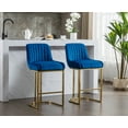 thumbnail image 1 of Dayalane Counter Height Bar Stools Set of 2, Velvet Upholstered Kitchen Barstools with Back and Gold Base, 26 " Modern Elegant Island Chairs for Restaurant Bar Dining Room, Navy, 1 of 9