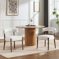 Dayalane Dining Chairs Set of 2, Mid Century Modern Linen Upholstered Kitchen Chairs with Curved Open Back Comfy Accent Chair Side Chairs for Home Living Room Restaurant Reception, Beige