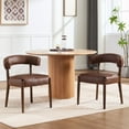 thumbnail image 1 of Dayalane Dining Chairs Set of 2, Mid Century Modern PU Upholstered Kitchen Chairs with Curved Open Back Comfy Accent Chair Side Chairs for Home Living Room Restaurant Reception, Brown, 1 of 15