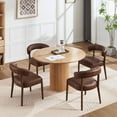 thumbnail image 1 of Dayalane Dining Chairs Set of 4, Mid Century Modern PU Upholstered Kitchen Chairs with Curved Open Back Comfy Accent Chair Side Chairs for Home Living Room Restaurant Reception, Brown, 1 of 15