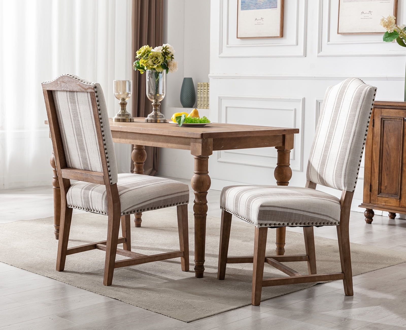 Dayalane Farmhouse Dining Chairs Set of 2, Mid Century Modern