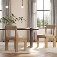 thumbnail image 1 of Dayalane Farmhouse Dining Chairs Set of 2, Mid Century Modern Solid Oak Wood Kitchen Side Chairs with Upholstered Seat and Back, Armless Accent Chairs for Dining Room, Chenille Oatmeal, 1 of 11
