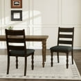 thumbnail image 1 of Dayalane Farmhouse Dining Chairs Set of 2, Upholstered Ladder Back Solid Wood Kitchen Chairs with Roman Column Legs for Dining Room, Restaurant, Linen, Dark Grey, 1 of 6