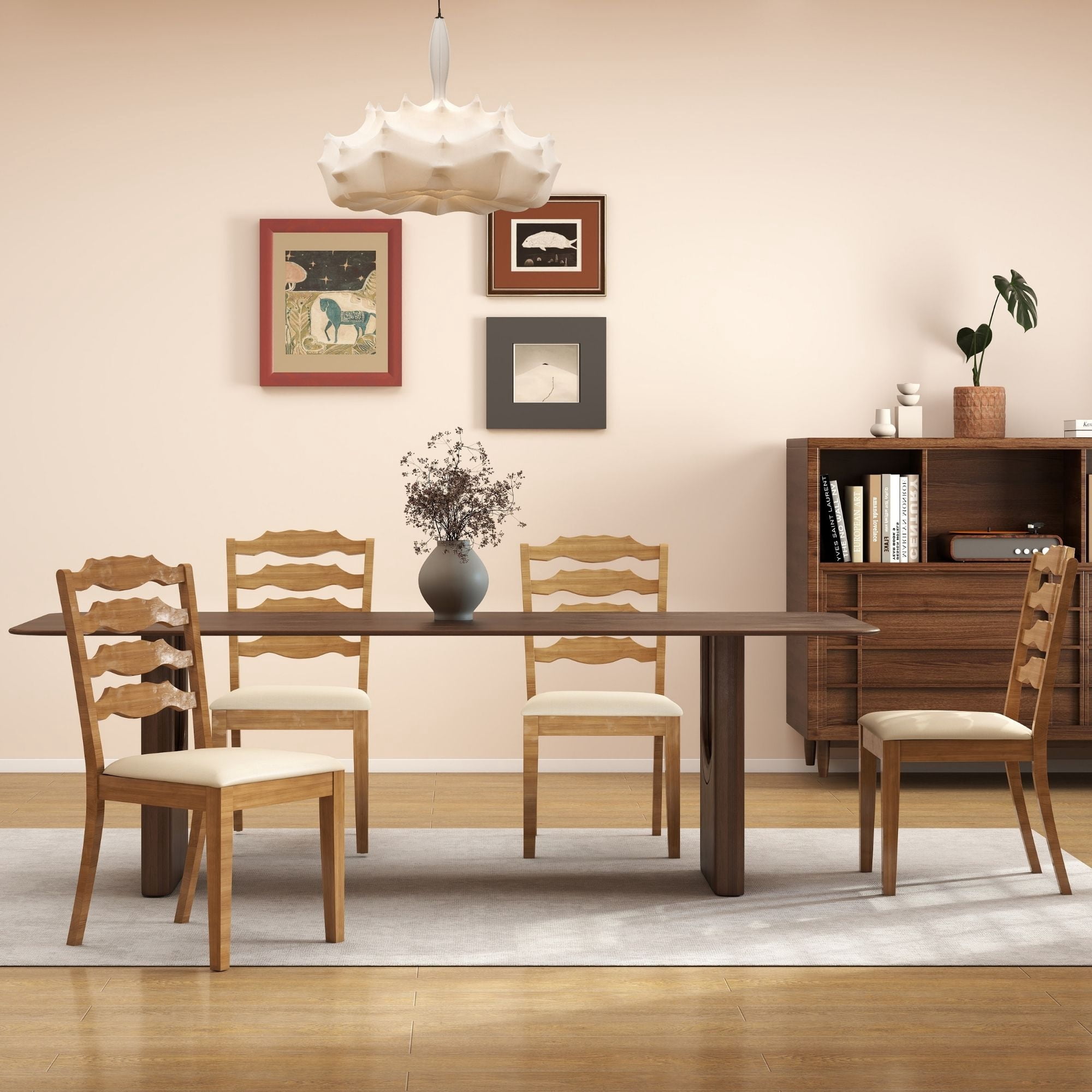 Rustic Side Chairs Dayalane Farmhouse Dining Chairs Set of 4, Ladder Back Solid Wood ...