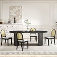 thumbnail image 1 of Dayalane Farmhouse Rattan Backrest Dining Chairs Set of 4, Modern Off-white Velvet Upholstered Kitchen Chairs Solid Wood Side Chairs for Kitchen Dining Room Living Room, Black, 1 of 13