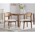 thumbnail image 1 of Dayalane Farmhouse Rattan Dining Chairs Set of 2, Mid Century Modern Dining Side Chairs, Linen Upholstered French Country Kitchen Chairs with Hardwood Frame for Dining Room Kitchen, Beige, 1 of 8