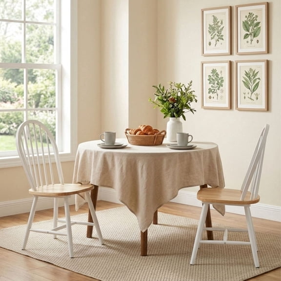 Dayalane Farmhouse Windsor Dining Chairs Set of 2, Antique-style Wooden Kitchen Chairs with Circular Spindle Back, Modern Cottagel Armless Side Chairs for Dining Kitchen Living Bedroom, White