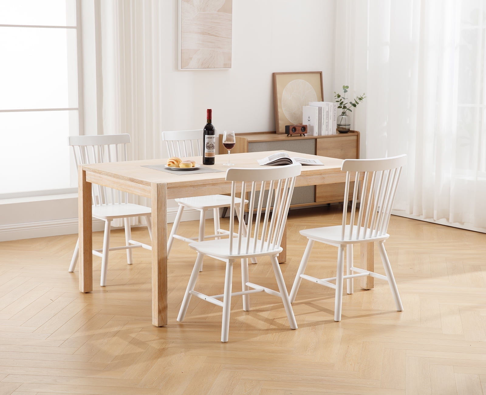 White High Back Wooden Windsor Dining Side Chair
