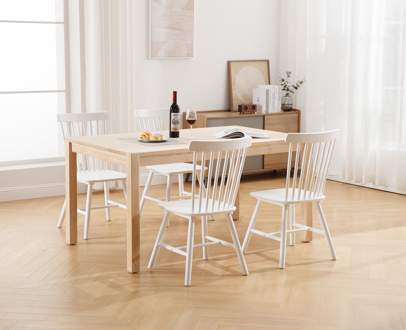 White High Back Wooden Windsor Dining Side Chair