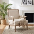 thumbnail image 1 of Dayalane French country Accent Chair, Linen Upholstered Reading Chair with Removable Cushion & Solid Wood Frame Lounge Armchair for Living Room Reception Room Bedroom, Beige, 1 of 11