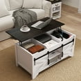 thumbnail image 1 of Dayalane Lift Top Coffee Table with Hidden Storage, Rectangle Wood Rustic Farmhouse Center Table with Sliding Barn Door and Compartment for Living Room, Home, Office, Black, 1 of 10