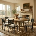 thumbnail image 1 of Dayalane Mid-Century Farmhouse Rattan Back Upholstered Dining Chair Set of 6, Woven Kitchen Chair with Solid Wood Frame for Breakfast, Restaurant, Bistro, Linen Black, 1 of 8