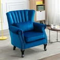 thumbnail image 1 of Dayalane Mid-Century Modern Accent Chair, Tufted Wingback Reading Armchair for Living Room, Bedroom, Office, Comfy Club Chair with Padded Back, Blue, 1 of 8