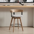 thumbnail image 1 of Dayalane Mid Century Modern Bar Stools Set of 1, 26" Swivel Counter Stools with Barrel Back, Linen Upholstered Barstools with Wood Legs for Kitchen Island, Dining Room, Home Bar，Grey, 1 of 9