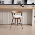 thumbnail image 1 of Dayalane Mid Century Modern Bar Stools Set of 1, 26" Swivel Counter Stools with Barrel Back, Linen Upholstered Barstools with Wood Legs for Kitchen Island, Dining Room, Home Bar, White, 1 of 9