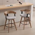 thumbnail image 1 of Dayalane Mid Century Modern Bar Stools Set of 2, 26" Swivel Counter Stools with Barrel Back, Linen Upholstered Barstools with Wood Legs for Kitchen Island, Dining Room, Home Bar, Grey, 1 of 10