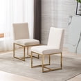thumbnail image 1 of Dayalane Mid Century Modern Dining Chairs Set of 2, Beige Linen Upholstered Kitchen & Dining Room Chairs with Gold Metal Frame, Armless Side Chairs for Living Room, 1 of 6