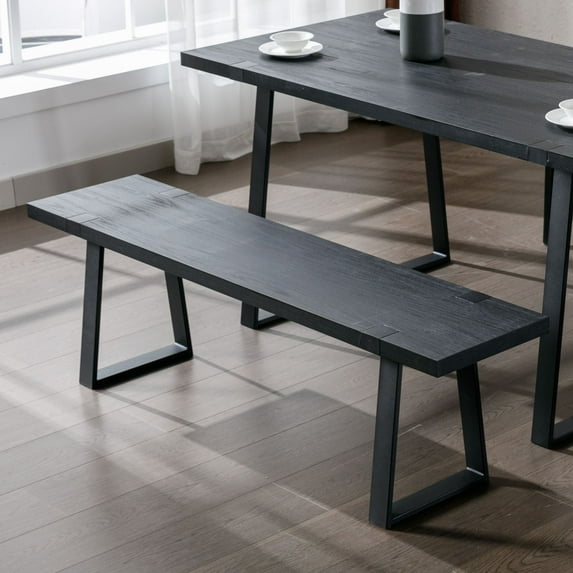 Dayalane Modern 60" Dining Bench with Metal Legs, RectangleWooden Kitchen Bench for Dining Room Living Room, Sturdy Indoor Seating,2-3 Person,Light oak