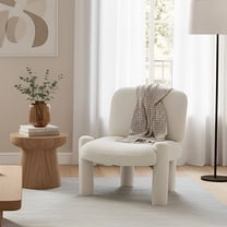 Dayalane Modern Accent Chair, Armless Single Chair Chenille Upholstered Sofa with Padded Back & Solid Wood Legs, Comfy Reading Chair Side Chair for Living Room Bedroom or Corner, Beige