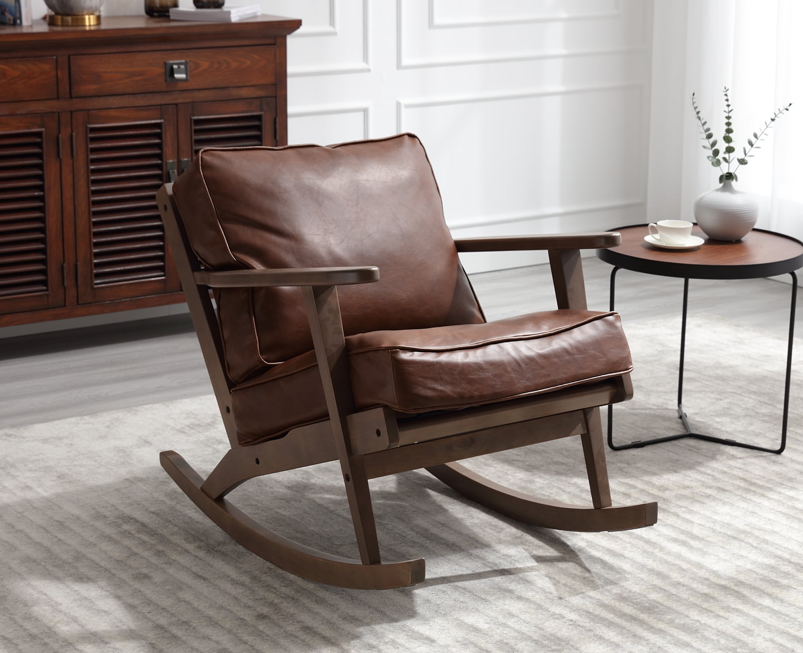 Dayalane Modern Accent Rocking Chair, Mid Century Upholstered Nursery