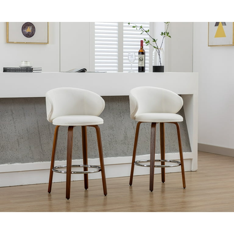 Dayalane Modern Bar Stool Set of 2 26 Counter Height Bar Stool with Barrel Back Velvet Upholstered Kitchen Island Chair with Wood Frame and Footrest for Restaurant Pub Dining Room Cafe Cream