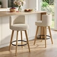 thumbnail image 1 of Dayalane Modern Bar Stools Set of 2, 26" Swivel Counter Height Bar Stools with Barrel Back, Linen Upholstered Barstools with Wood Legs for Kitchen Island, Dining Room, Home Bar，Beige, 1 of 15