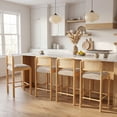 thumbnail image 1 of Dayalane Modern Coastal Rattan Counter Height Bar Stools Set of 4, Upholstered Kitchen Island Stools with Cane Back, Bar Chairs for Dining Rooms with Solid Wood Frame, Gray, 1 of 10