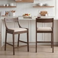 thumbnail image 1 of Dayalane Modern Farmhouse Bar Stools Set of 2, 26”Counter Height Bar Stools with Slatted Back, Linen Upholstered & Solid Wood Legs Barstools for Kitchen Island Dining Rooms and Home Bars, Beige, 1 of 11