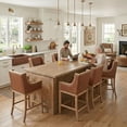 thumbnail image 1 of Dayalane Modern Farmhouse Bar Stools Set of 6, 26.5" Counter Height Bar Stools with Armrests, Faux Leather Upholstered & Solid Wood Legs Island Chairs for Dining Rooms Kitchens Pub, Brown, 1 of 11