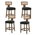 thumbnail image 1 of Dayalane Modern Farmhouse Rattan Bar Stools Set of 4, 26" Counter Height Barstools with Woven Back Linen Upholstered Seat,Wood Frame Kitchen Island Stools for Restaurant,Charcoal, 1 of 8