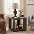 thumbnail image 1 of Dayalane Modern Farmhouse Style Wood End Table, 2-Tier Open Storage Rectangular Bedside Table, Minimalist Accent End Table for Small Space Sofa Bedroom, Brown, 1 of 10