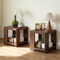 thumbnail image 1 of Dayalane Modern Farmhouse Style Wood End Table Set of 2, 2-Tier Open Storage Rectangular Bedside Table, Minimalist Accent End Table for Small Space Sofa Bedroom, Walnut, 1 of 9