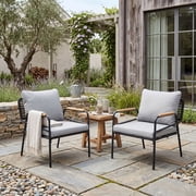 Dayalane Modern Outdoor Lounge Chairs Set of 2, All-Weather Rattan Patio Accent Chairs with Thick Cushions, Heavy Duty for Backyard Garden, Grey