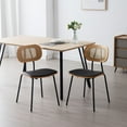 thumbnail image 1 of Dayalane Modern Rattan Dining Chairs Set of 2, PU Leather Upholstered Seats with Open Backrest Metal Legs, Armless Side Chairs for Dining Room or Kitchen, White, 1 of 7