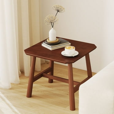 Dayalane Modern Square Side Table, Farmhouse Wood End Table for Small Spaces, Narrow Nightstand for Bedroom, Living Room, Walnut Finish