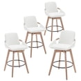 thumbnail image 1 of Dayalane Modern Swivel Counter Stools Set of 4, 26" Upholstered Bar Stools with Backrest for Kitchen Island, Mid Century Counter Height Barstools with Wood Legs for Home Bar Dining Room Bistro, White, 1 of 9