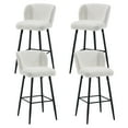 thumbnail image 1 of Dayalane Modern Upholstered Counter Height Bar Stools Set of 4, 30 Inch Sherpa Barstools with Back, Comfy Bar Stools with Metal Legs for Kitchen Counter, Island Stools for Restaurants,Bar, White, 1 of 10