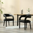 thumbnail image 1 of Dayalane Modern Upholstered Dining Chairs Set of 2, PU Leather Barrel Accent Chairs with Open Back and Arms, Comfy Kitchen & Dining Room Chairs with Wood Legs for Living Room/Bedroom,Black, 1 of 8