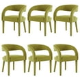 thumbnail image 1 of Dayalane Modern Upholstered Dining Chairs Set of 6, Velvet Barrel Accent Chairs with Open Back and Arms, Comfy Kitchen & Dining Room Chairs with Wood Legs for Living Room/Bedroom,Green, 1 of 9