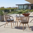 thumbnail image 1 of Dayalane Outdoor Dining Chairs Set of 2, Modern Rope Woven Patio Armchairs with Cushions, Wood-Look Metal Frame, All-Weather Furniture for Balcony, Backyard Bistro, Brown, 1 of 12