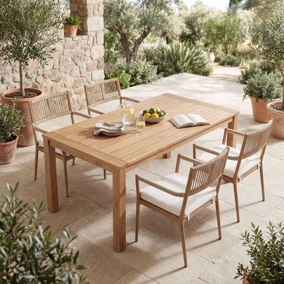 Dayalane Outdoor Dining Chairs Set of 4, Rope Rattan Patio Chairs with Cushions & Armrests, Weather-Resistant Metal Frame for Patio, Balcony/Bistro, Beige