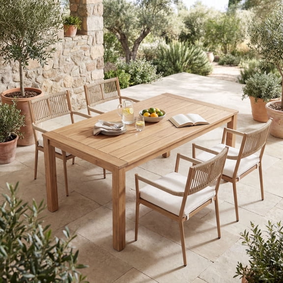 Dayalane Outdoor Dining Chairs Set of 4, Rope Rattan Patio Chairs with Cushions & Armrests, Weather-Resistant Metal Frame for Patio, Balcony/Bistro, Beige
