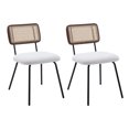 thumbnail image 1 of Dayalane Rattan Dining Chairs Set of 2, Sherpa Upholstered Kitchen Chairs with Cane Back, Mid-Century Modern Armless Dining Side Chairs with Metal Legs for Dining Room Living Room Restaurant, White, 1 of 8