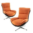 thumbnail image 1 of Dayalane Recliner Accent Chair Set of 2, Linen Upholstered Swivel Lounge Chairs with High Back, Reading Chair with Soft Foam Cushion, Rocker Chair for Living Room, Bedroom, Office, Orange, 1 of 9