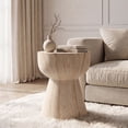 thumbnail image 1 of Dayalane Round Faux Stone Side Table, 15.5" Modern Hourglass End Table Indoor Outdoor, Travertine Beige Look Accent Drink Stool for Living Room Patio, Fully Assembled, 1 of 11