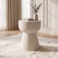 thumbnail image 1 of Dayalane Round Faux Stone Side Table, 15.5" Modern Cream Hourglass End Table Indoor Outdoor, Travertine Cream Look Accent Drink Stool for Living Room Patio, Fully Assembled, 1 of 11