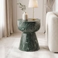 thumbnail image 1 of Dayalane Round Faux Stone Side Table, 15.5" Modern Green Hourglass End Table Indoor Outdoor, Green Marble Look Accent Drink Stool for Living Room Patio, Fully Assembled, 1 of 11