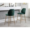 thumbnail image 1 of Dayalane Velvet Bar Stools Set of 2, Modern 26" Counter Height Barstools with Ring Pull Back and Footrest, Upholstered Kitchen Island High Chairs for Restaurant Bar Kitchen Counter, Green, 1 of 6