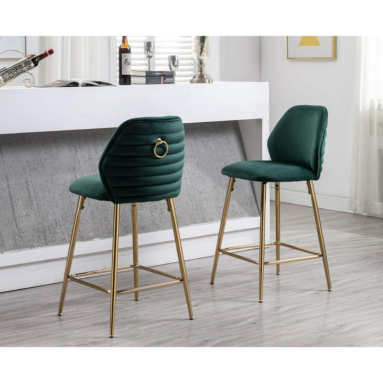 Dayalane Velvet Bar Stools Set of 2, Modern 26
